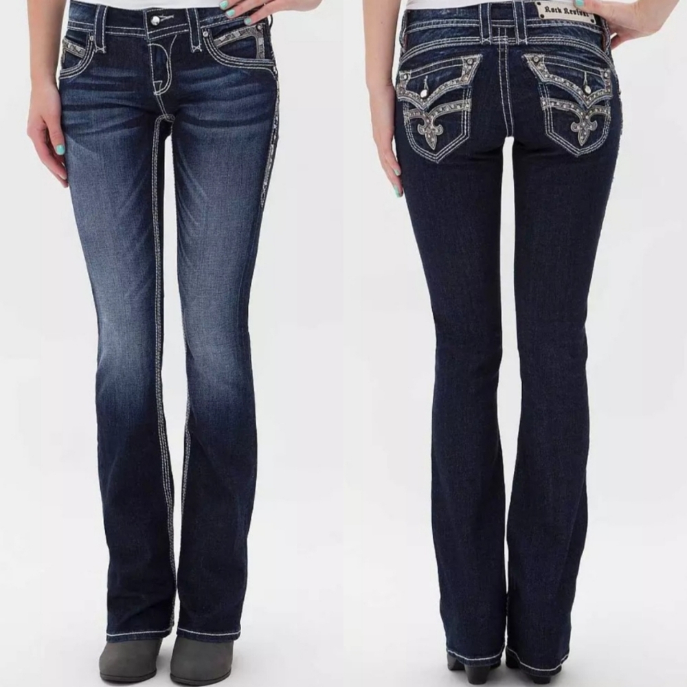 Rock Revival Buckle "Stephanie" Low Rise Bootcut Jean Blue | Women's Size 27